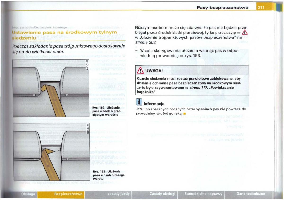 Audi A6 C5 instrukcja obslugi / page 207