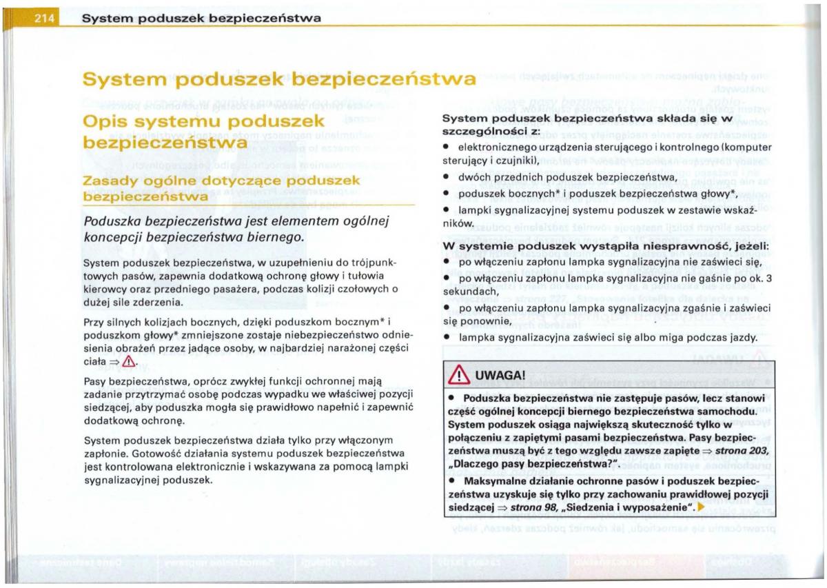 Audi A6 C5 instrukcja obslugi / page 210