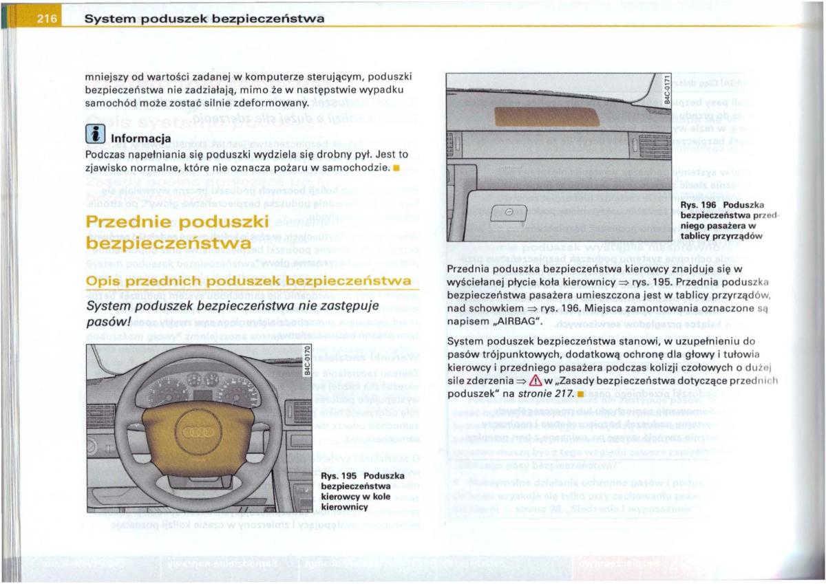 Audi A6 C5 instrukcja obslugi / page 212