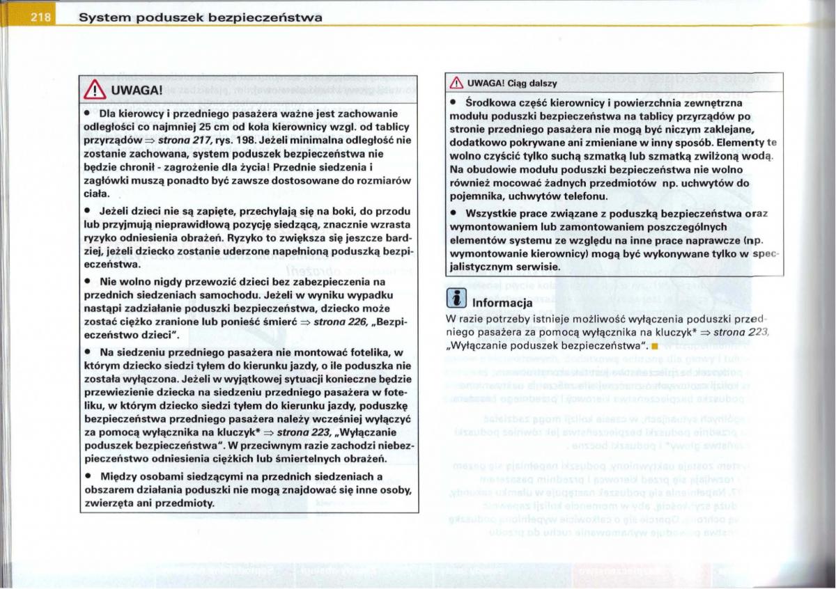 Audi A6 C5 instrukcja obslugi / page 214