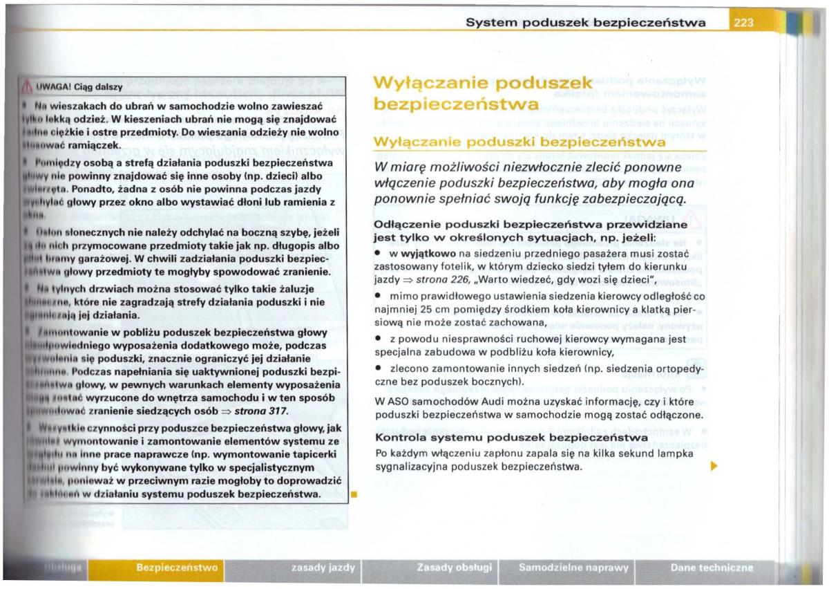 Audi A6 C5 instrukcja obslugi / page 219