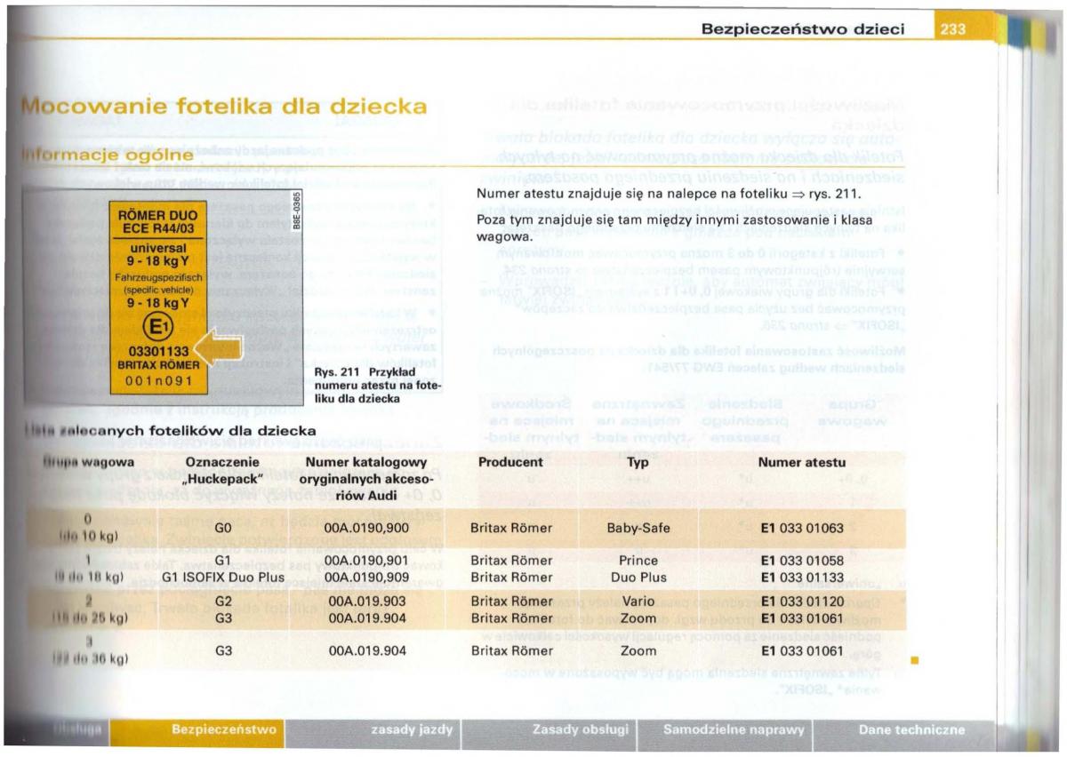 Audi A6 C5 instrukcja obslugi / page 229