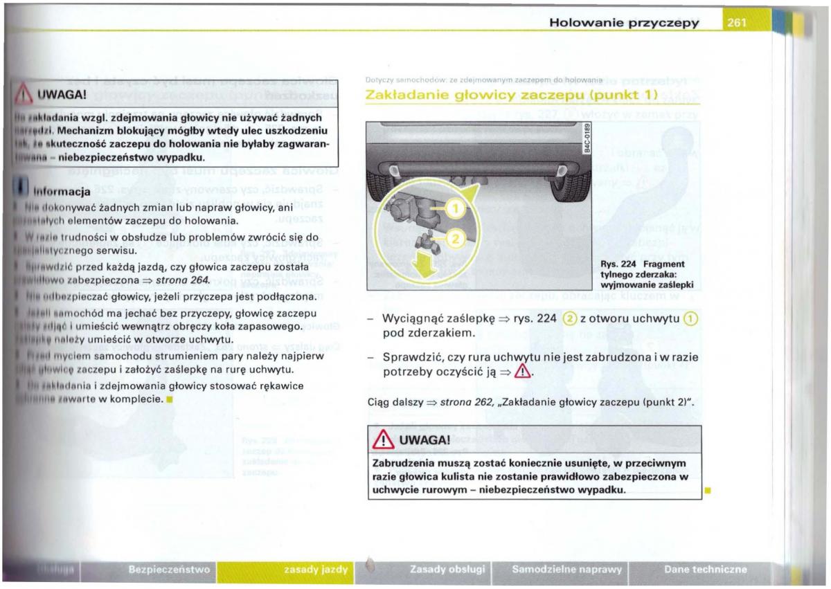 Audi A6 C5 instrukcja obslugi / page 257