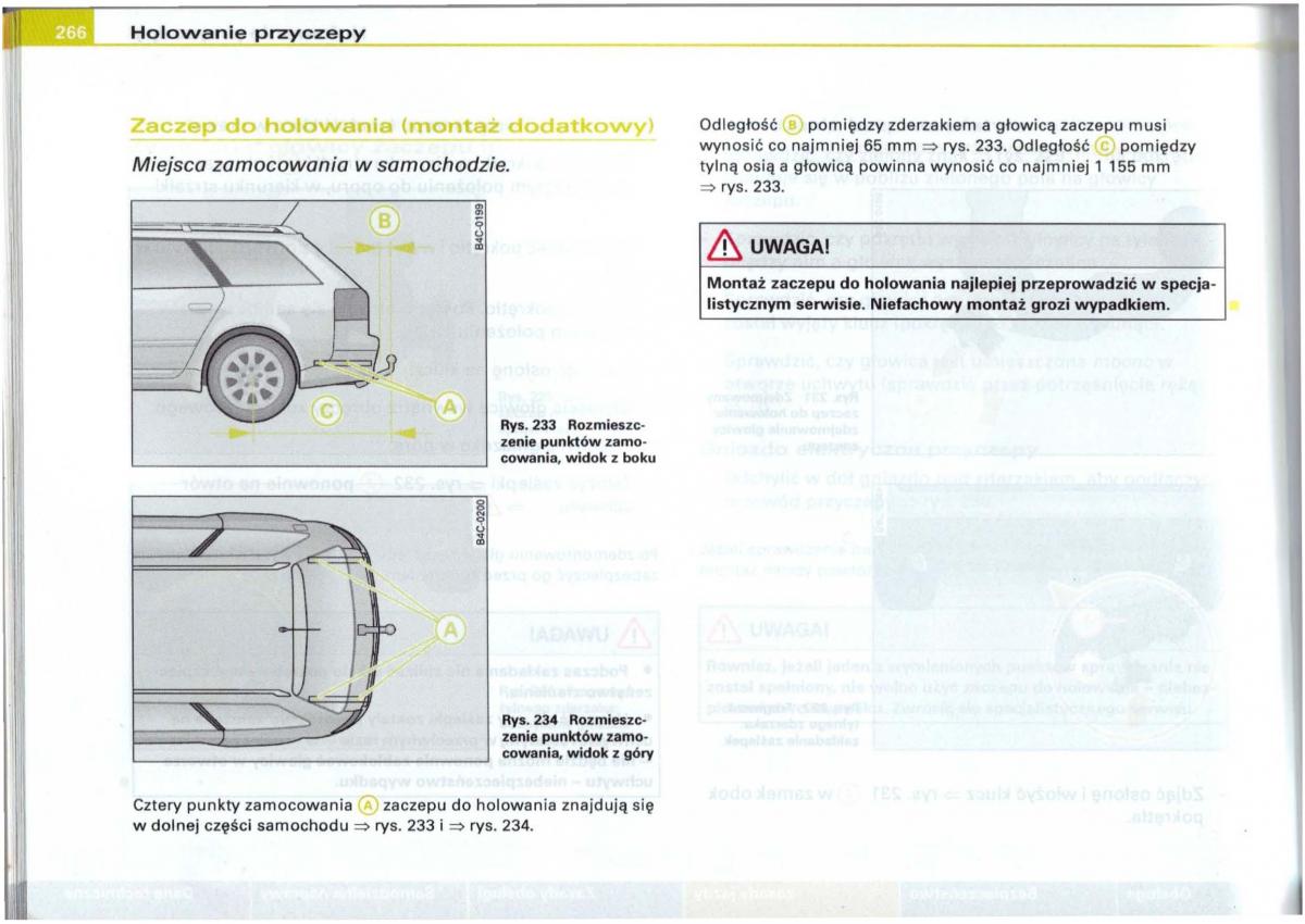 Audi A6 C5 instrukcja obslugi / page 262