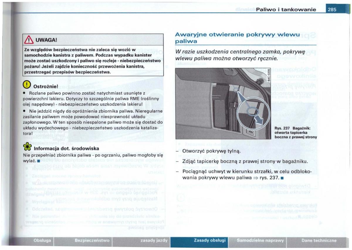 Audi A6 C5 instrukcja obslugi / page 279