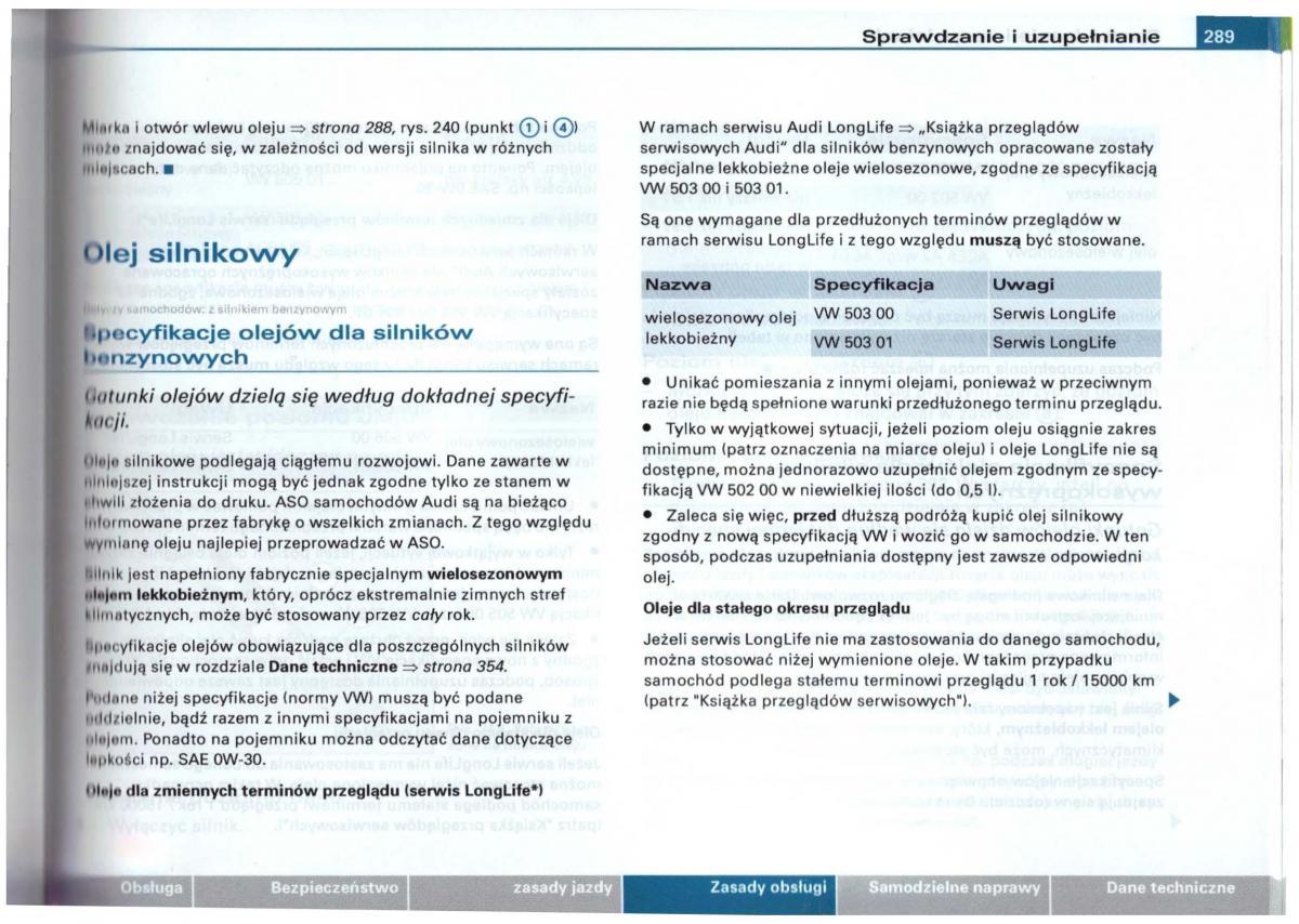 Audi A6 C5 instrukcja obslugi / page 283