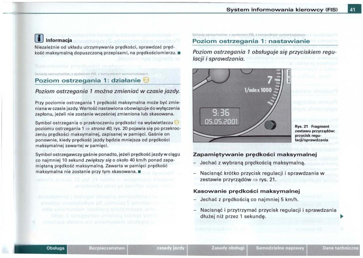 Audi A6 C5 instrukcja obslugi / page 38