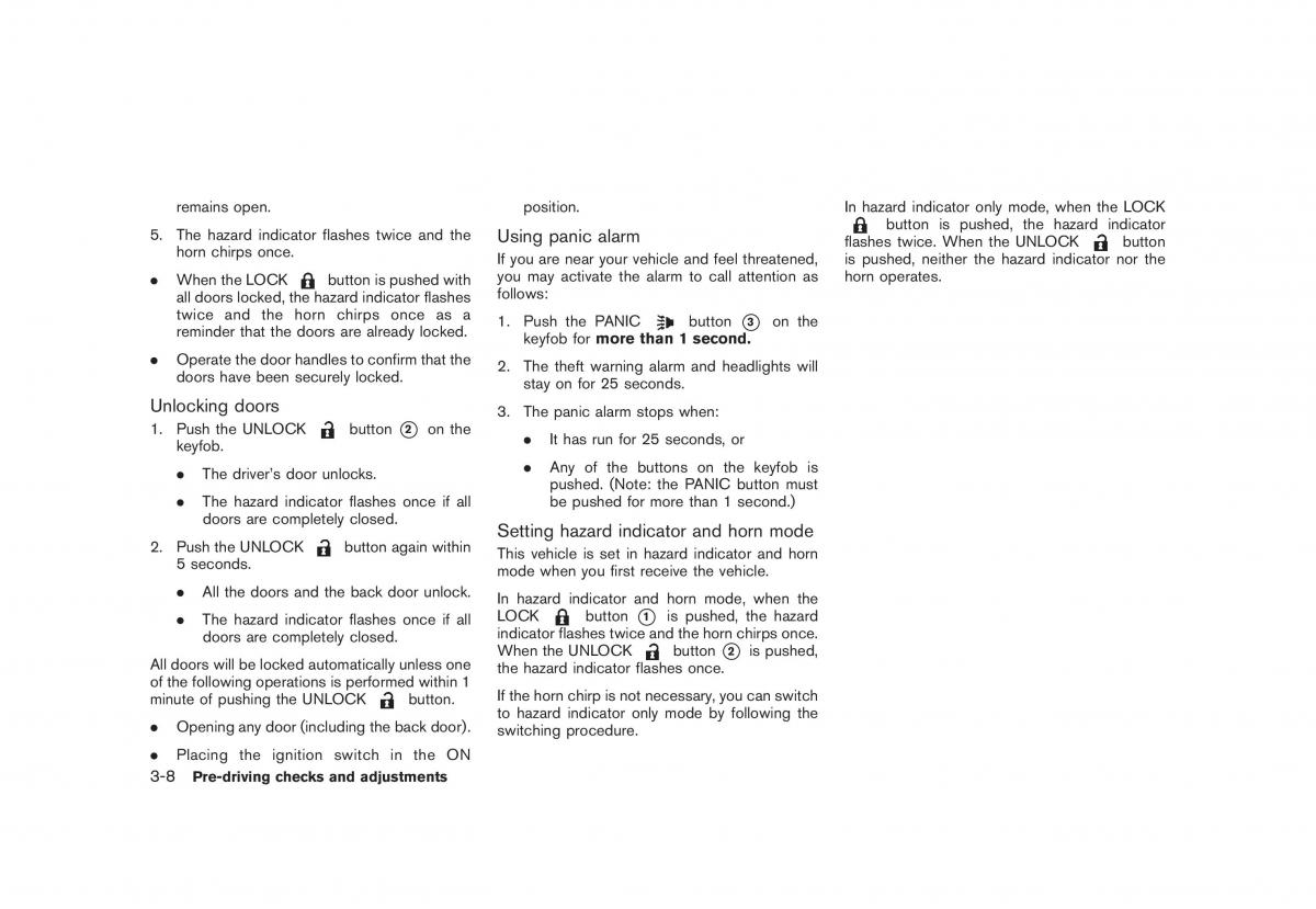 Nissan Cube III 3 owners manual / page 122