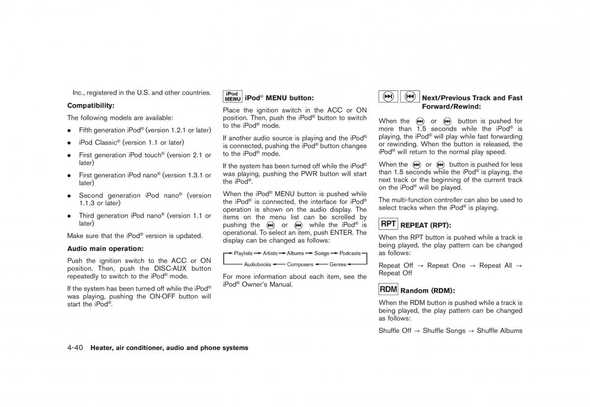 Nissan Cube III 3 owners manual / page 182