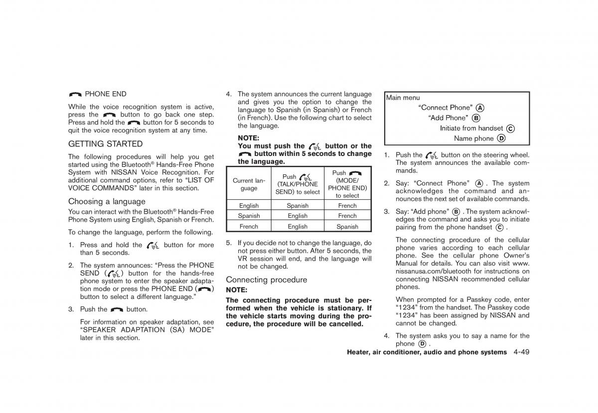 Nissan Cube III 3 owners manual / page 191