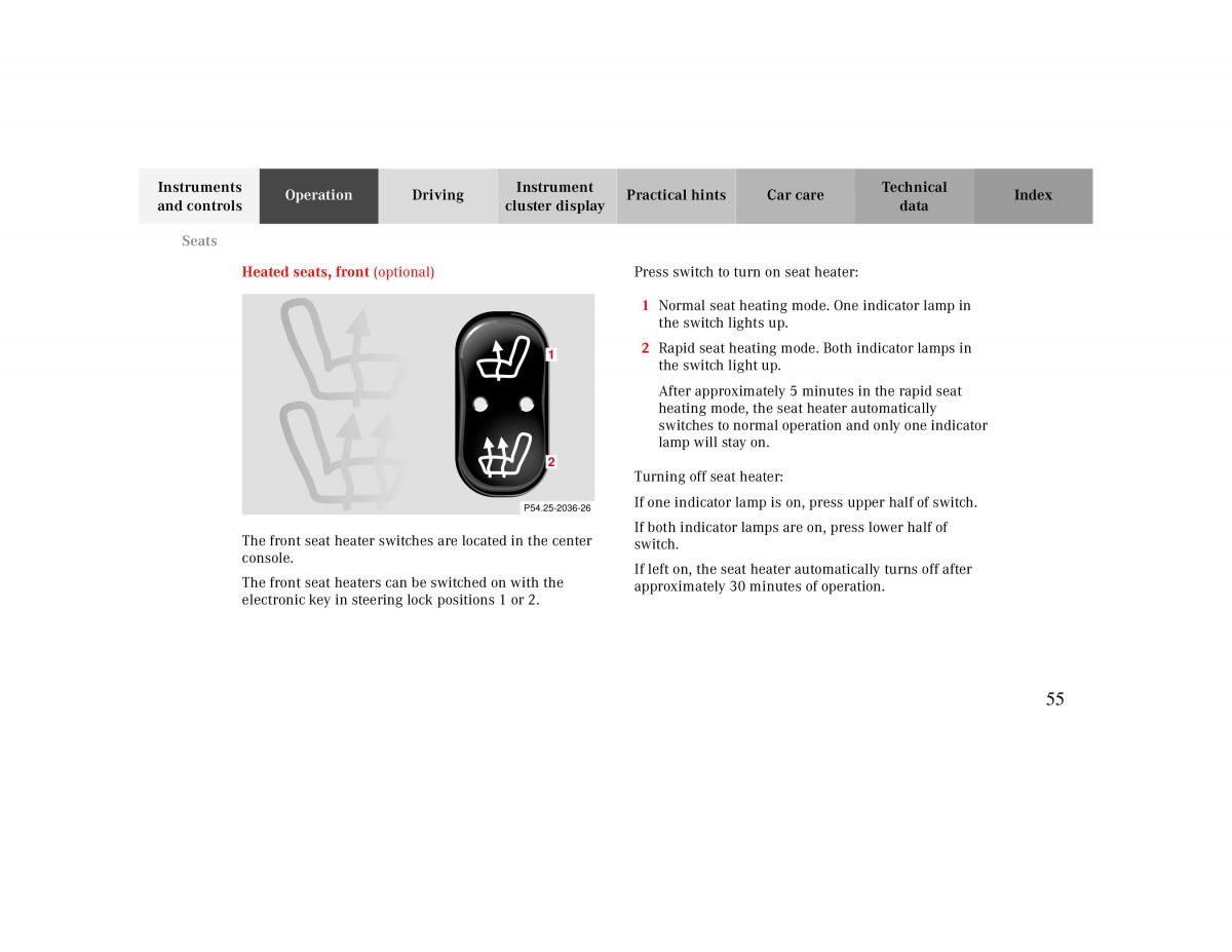 Mercedes Benz CLK Cabrio W208 owners manual / page 55