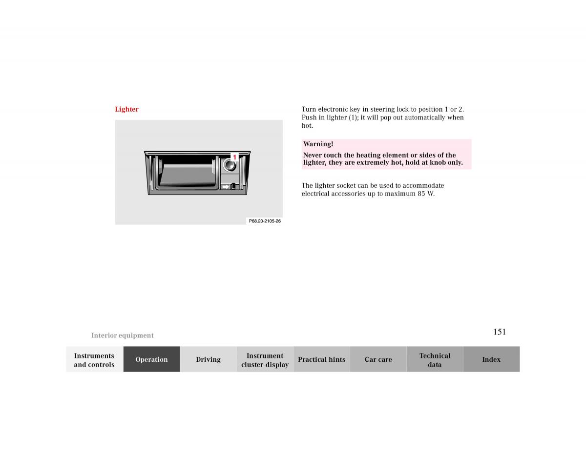 Mercedes Benz CLK Cabrio W208 owners manual / page 151