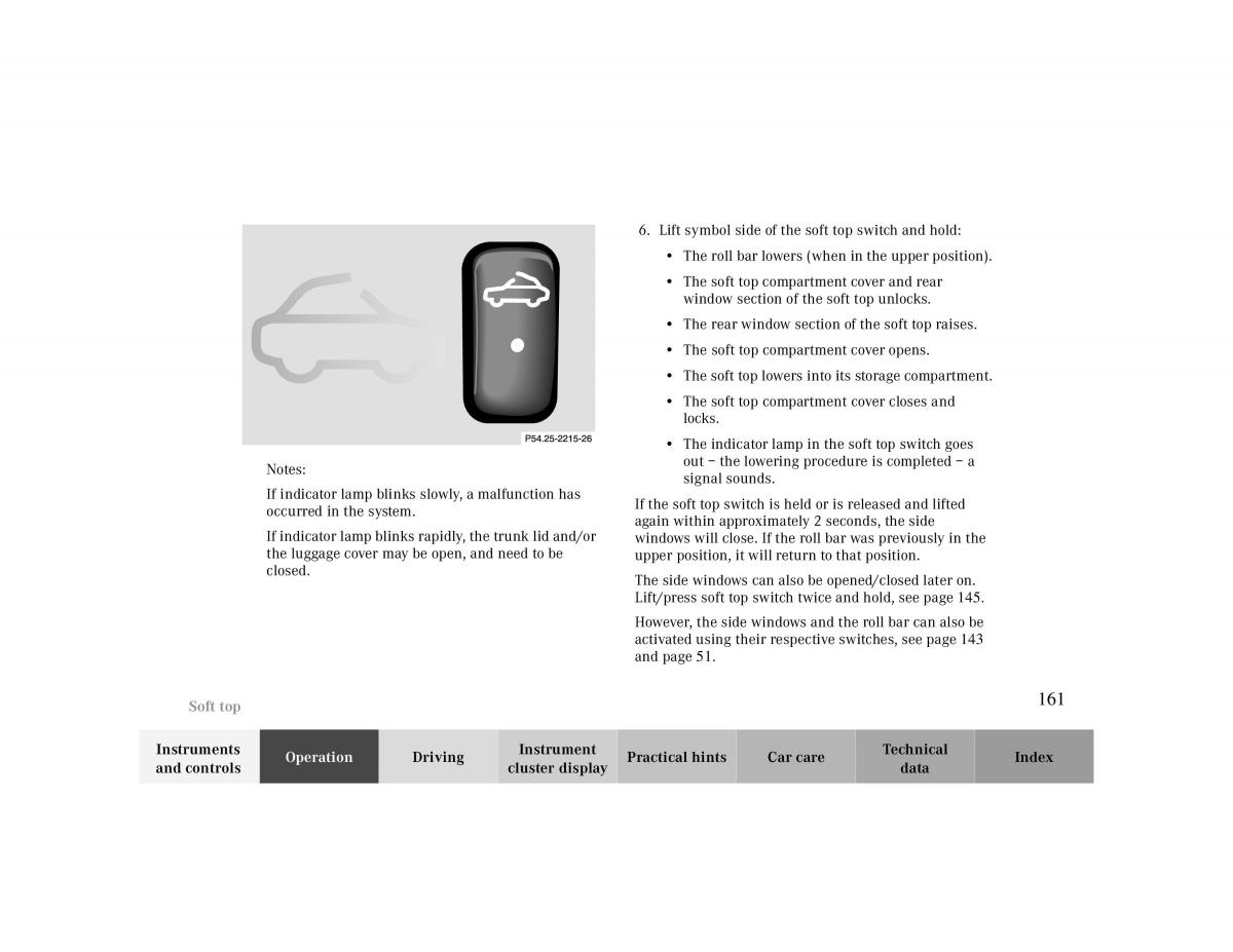 Mercedes Benz CLK Cabrio W208 owners manual / page 161