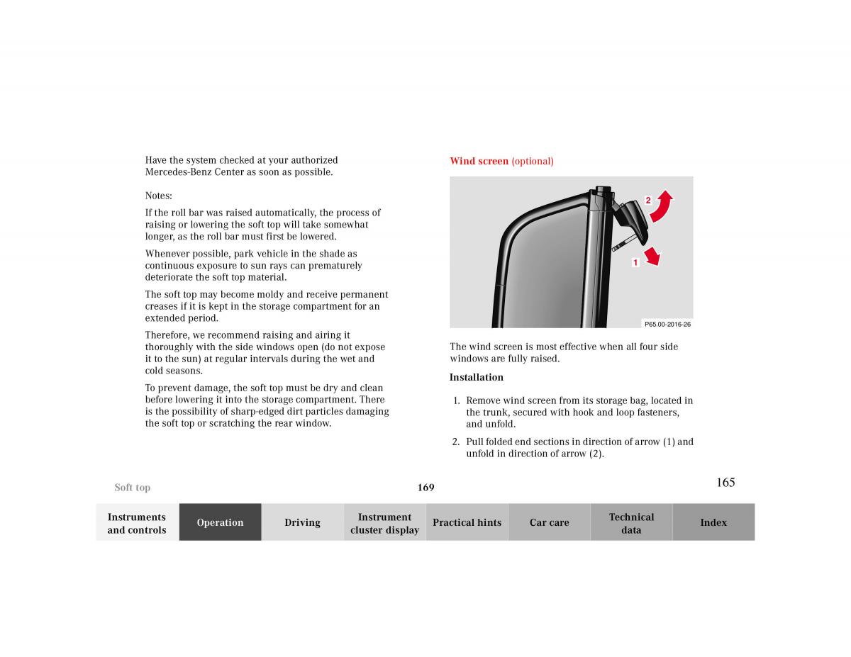 Mercedes Benz CLK Cabrio W208 owners manual / page 165