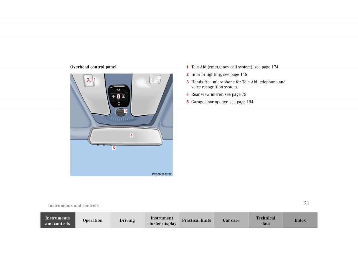 Mercedes Benz CLK Cabrio W208 owners manual / page 21