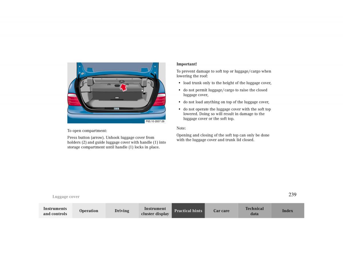 Mercedes Benz CLK Cabrio W208 owners manual / page 239