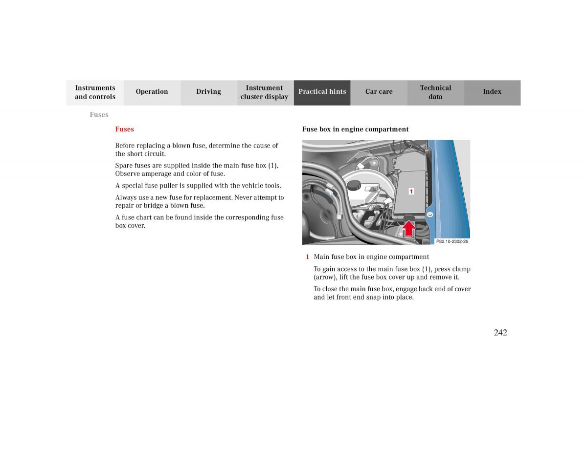 Mercedes Benz CLK Cabrio W208 owners manual / page 242