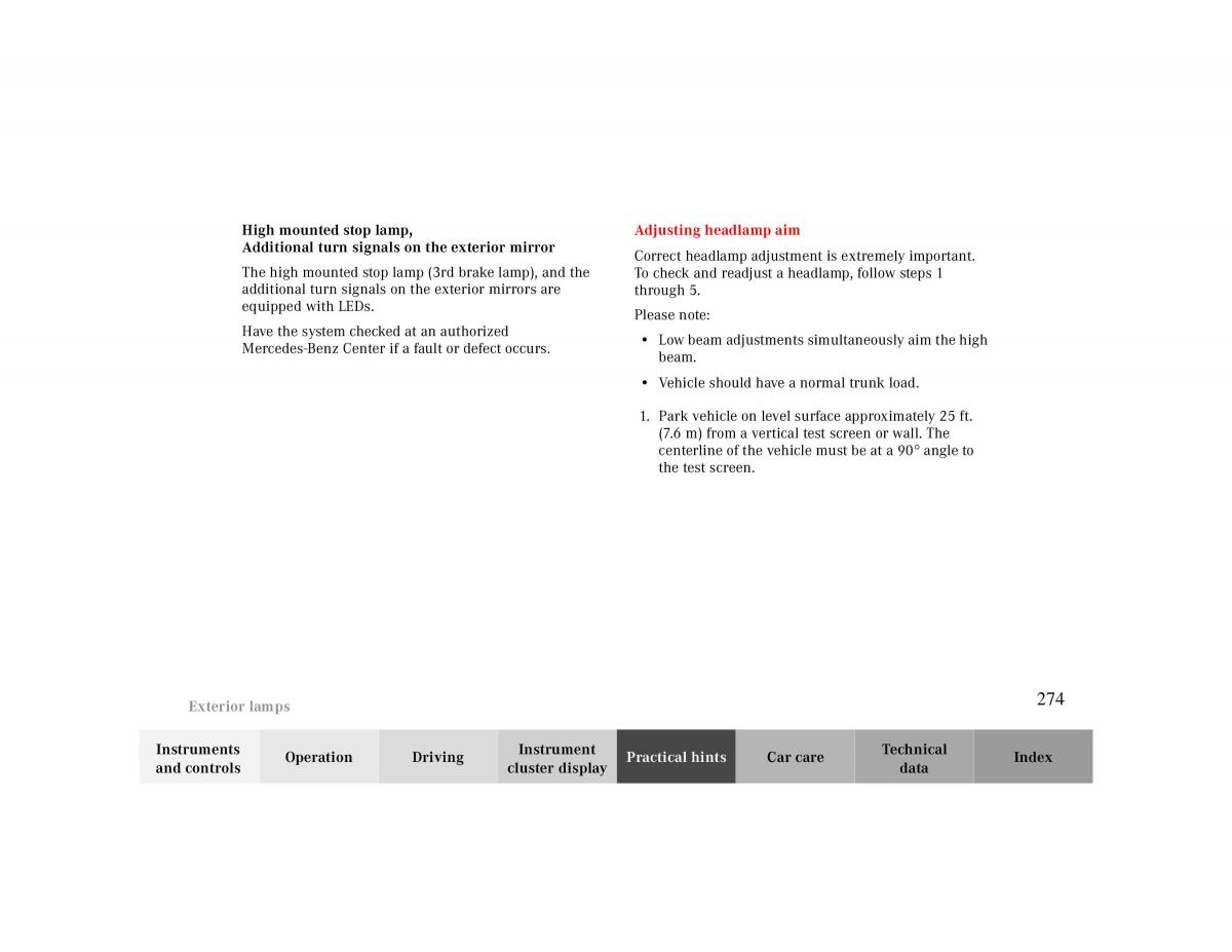 Mercedes Benz CLK Cabrio W208 owners manual / page 274