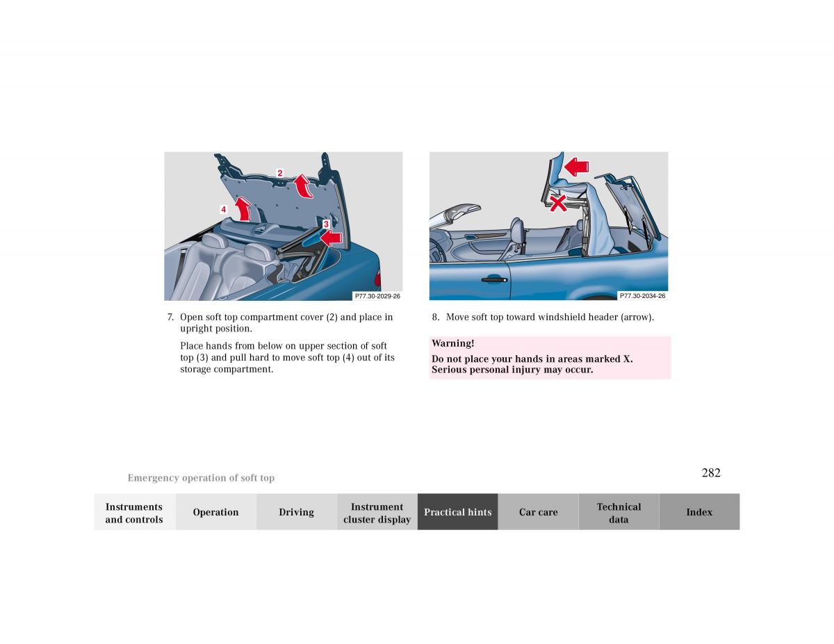 Mercedes Benz CLK Cabrio W208 owners manual / page 282