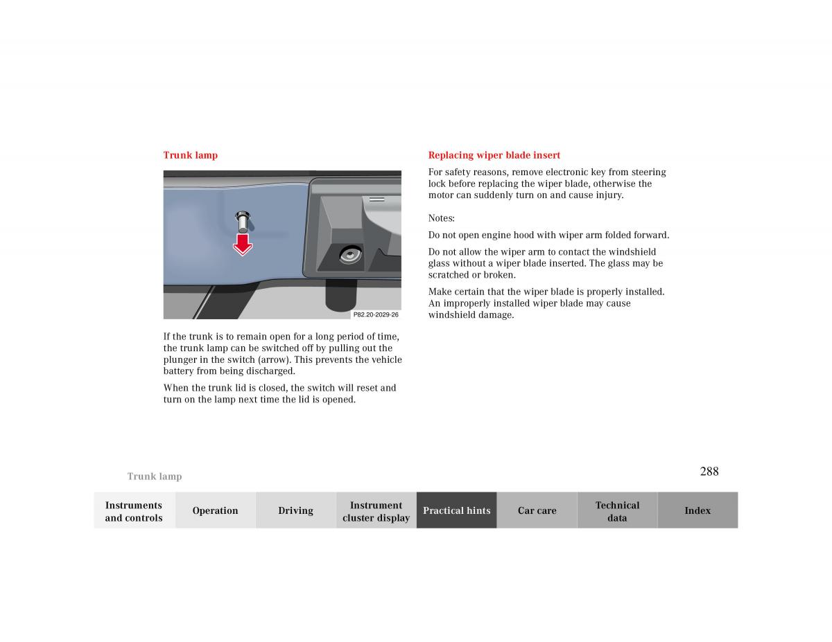 Mercedes Benz CLK Cabrio W208 owners manual / page 288