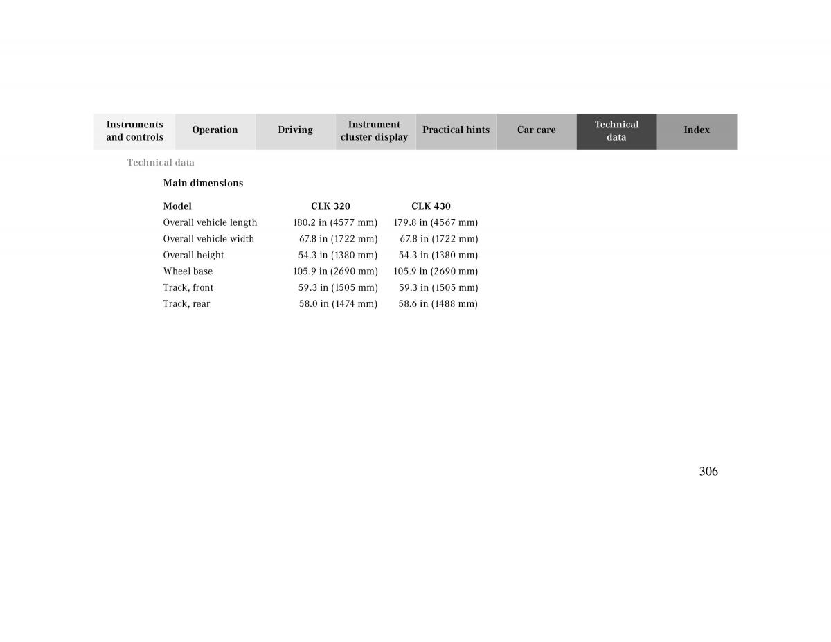 Mercedes Benz CLK Cabrio W208 owners manual / page 306