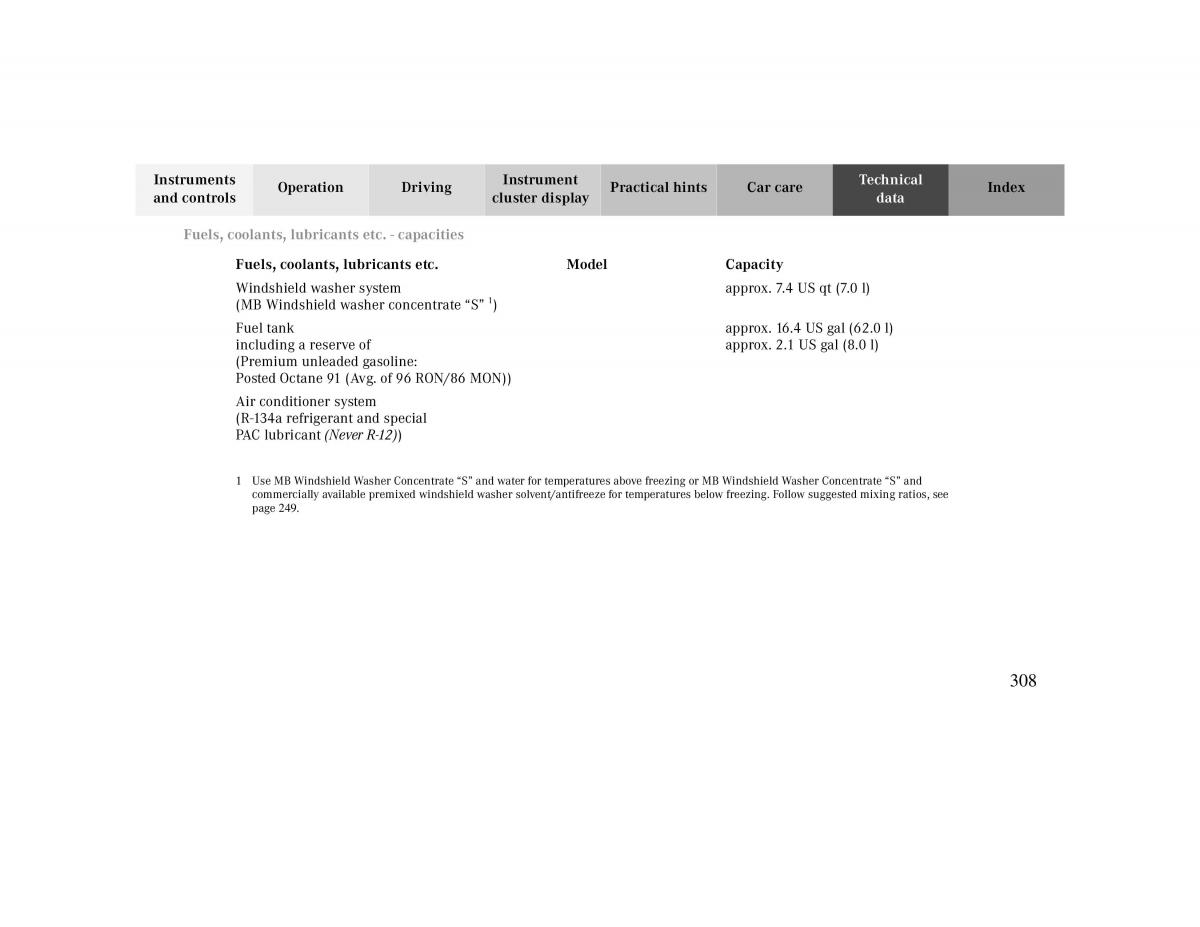 Mercedes Benz CLK Cabrio W208 owners manual / page 308