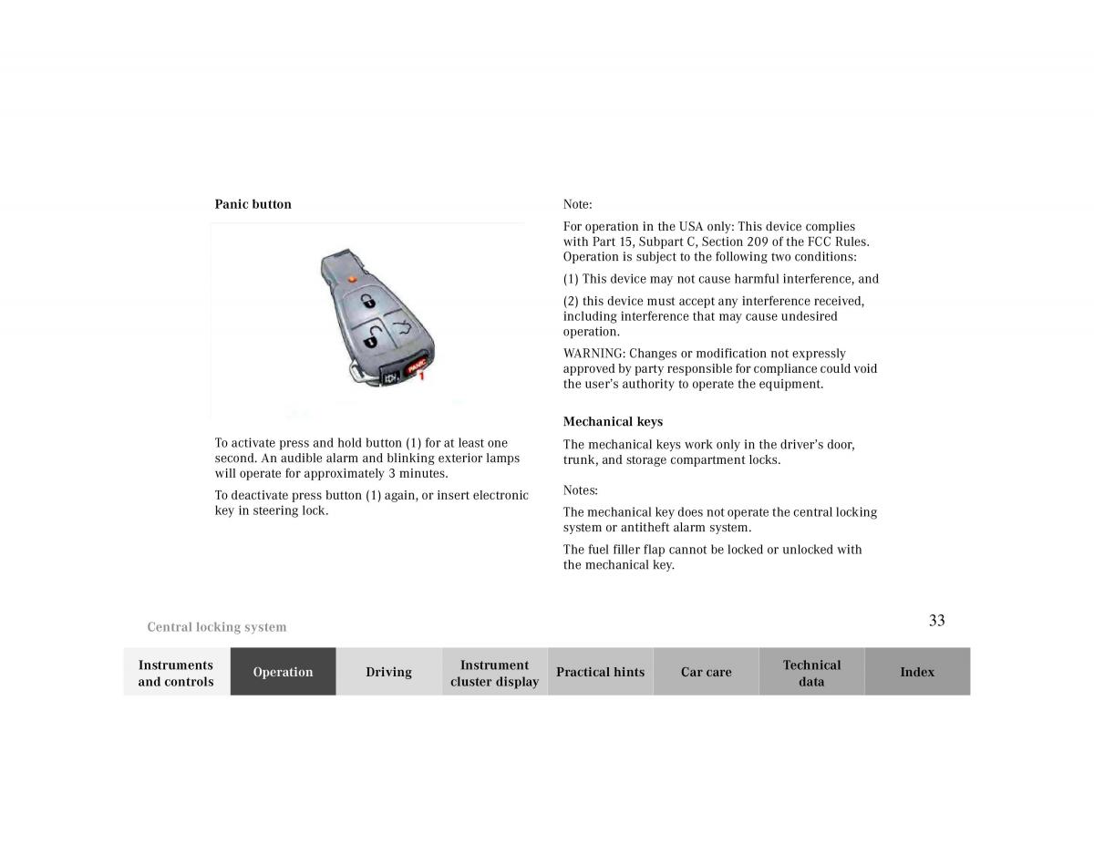 Mercedes Benz CLK Cabrio W208 owners manual / page 33