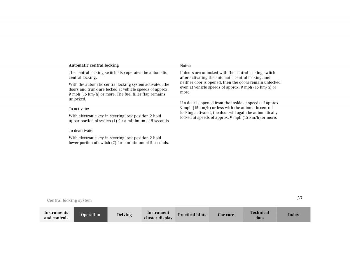 Mercedes Benz CLK Cabrio W208 owners manual / page 37