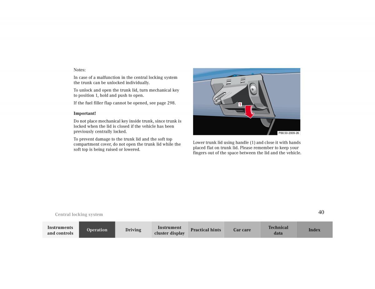 Mercedes Benz CLK Cabrio W208 owners manual / page 40