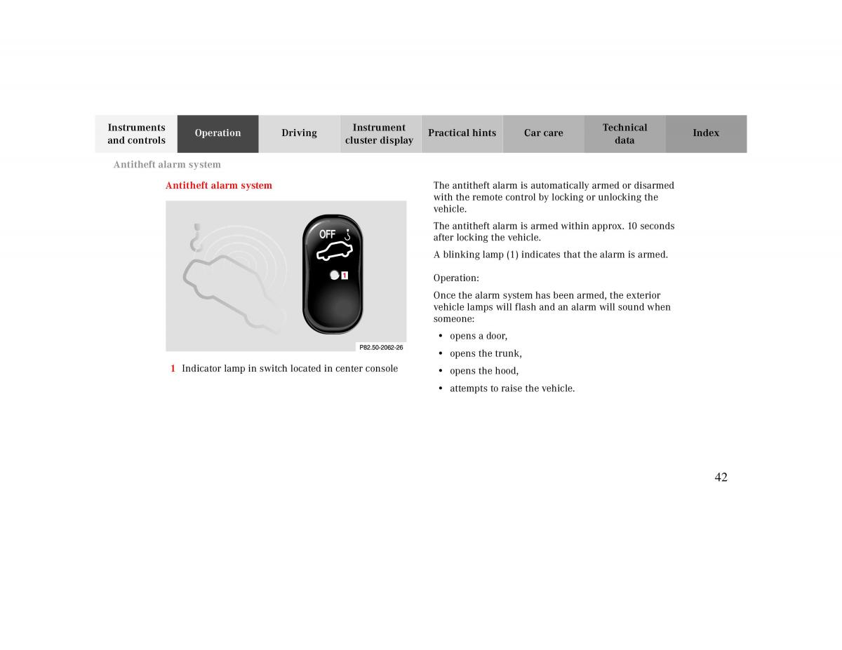 Mercedes Benz CLK Cabrio W208 owners manual / page 42