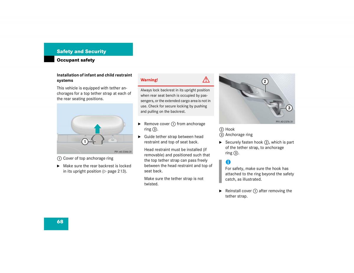 manual mercedes c mercedes benz c class w203 owners manual / page 68