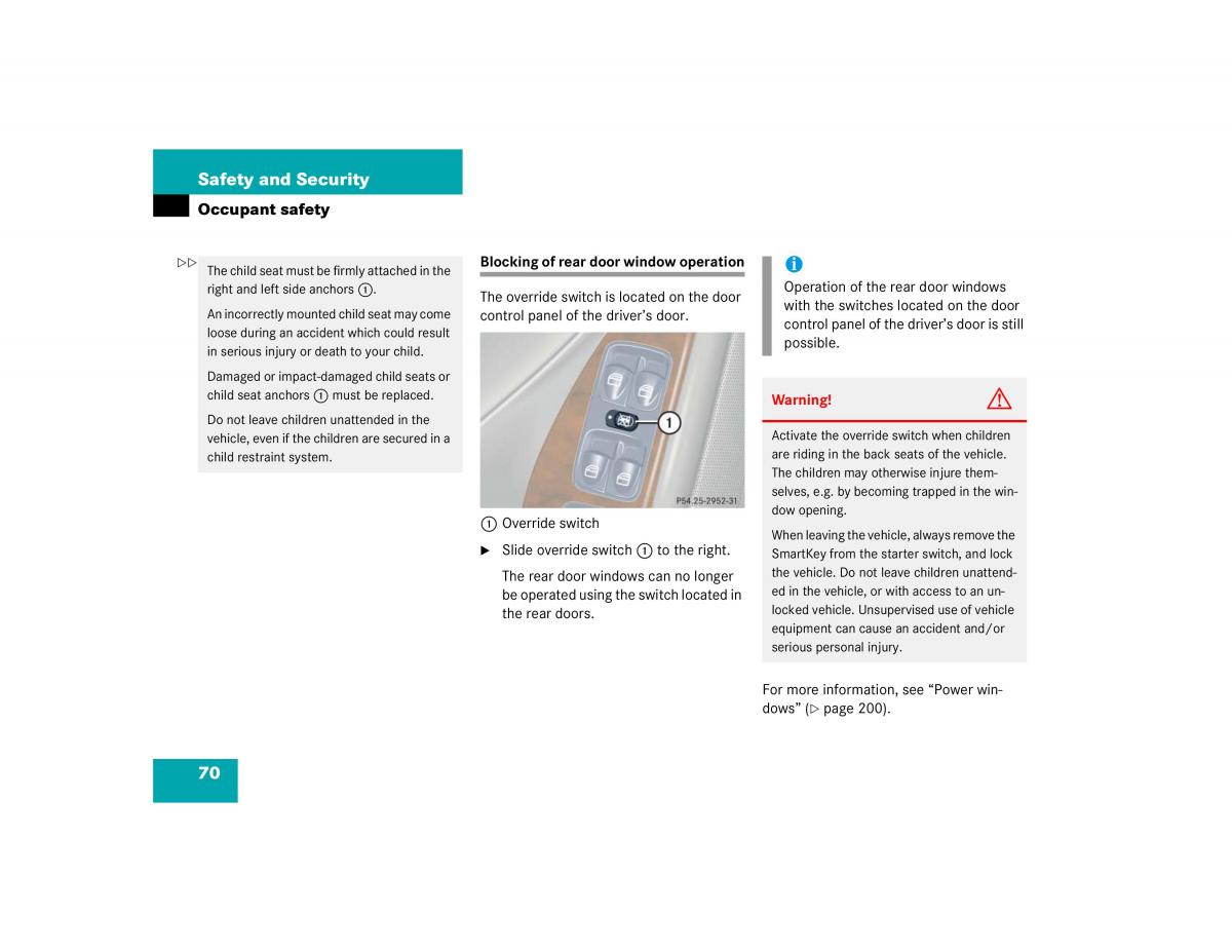 Mercedes Benz C Class W203 owners manual / page 70