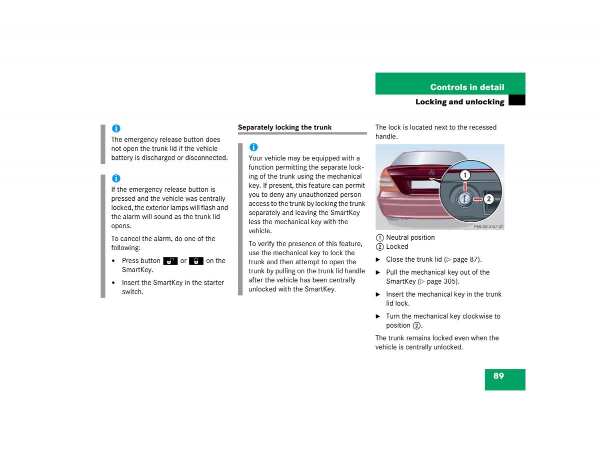 manual mercedes c mercedes benz c class w203 owners manual / page 89