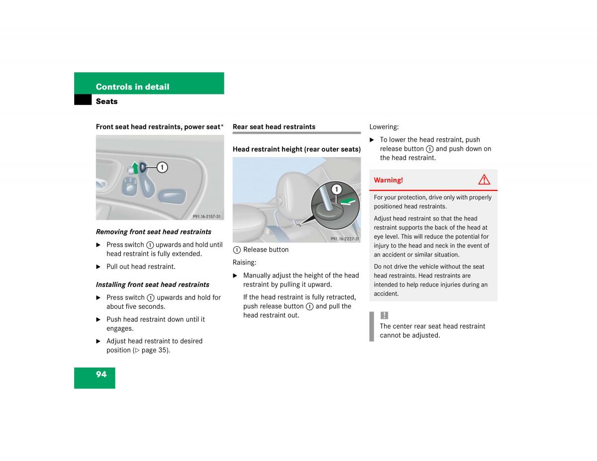 Mercedes Benz C Class W203 owners manual / page 94