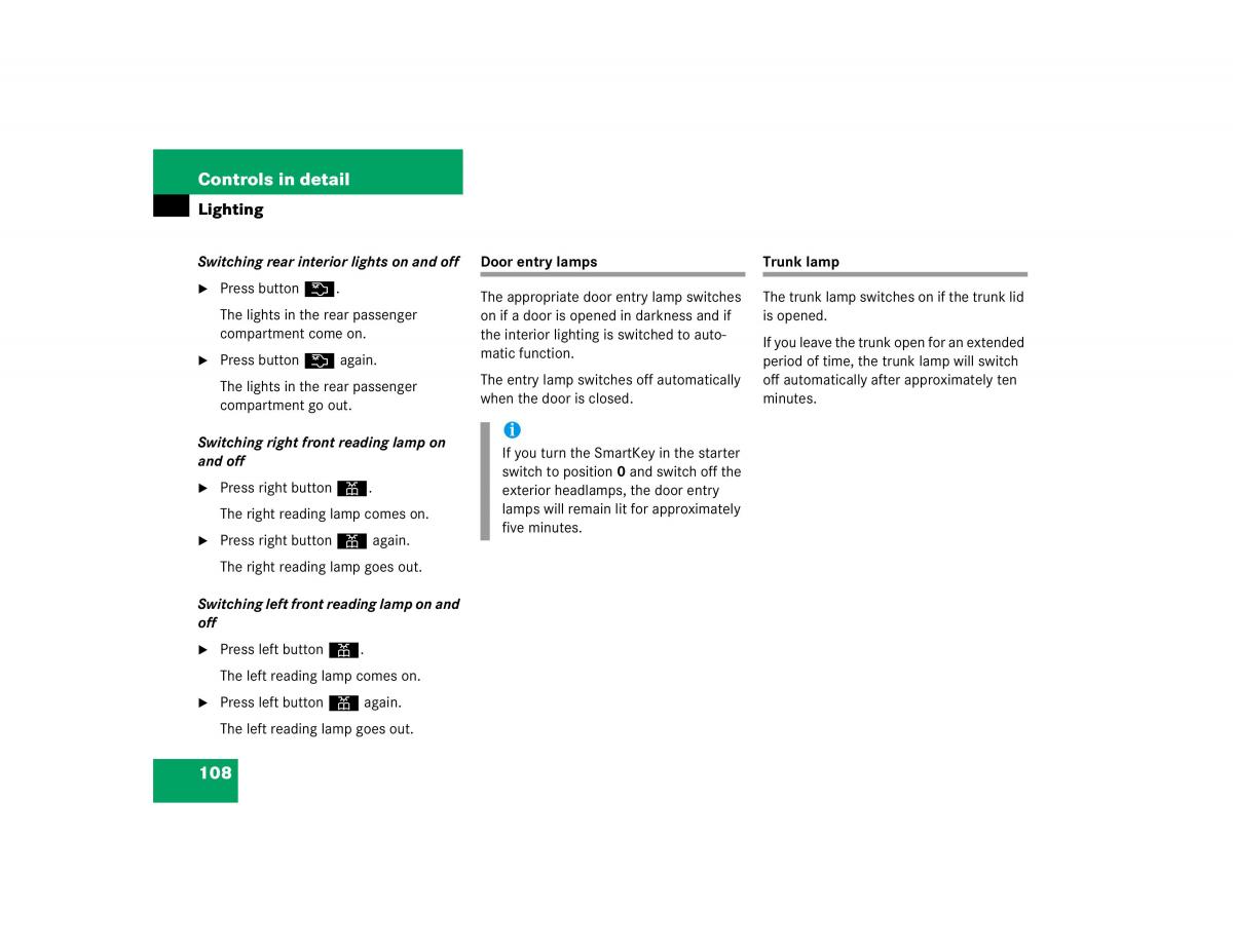 Mercedes Benz C Class W203 owners manual / page 108