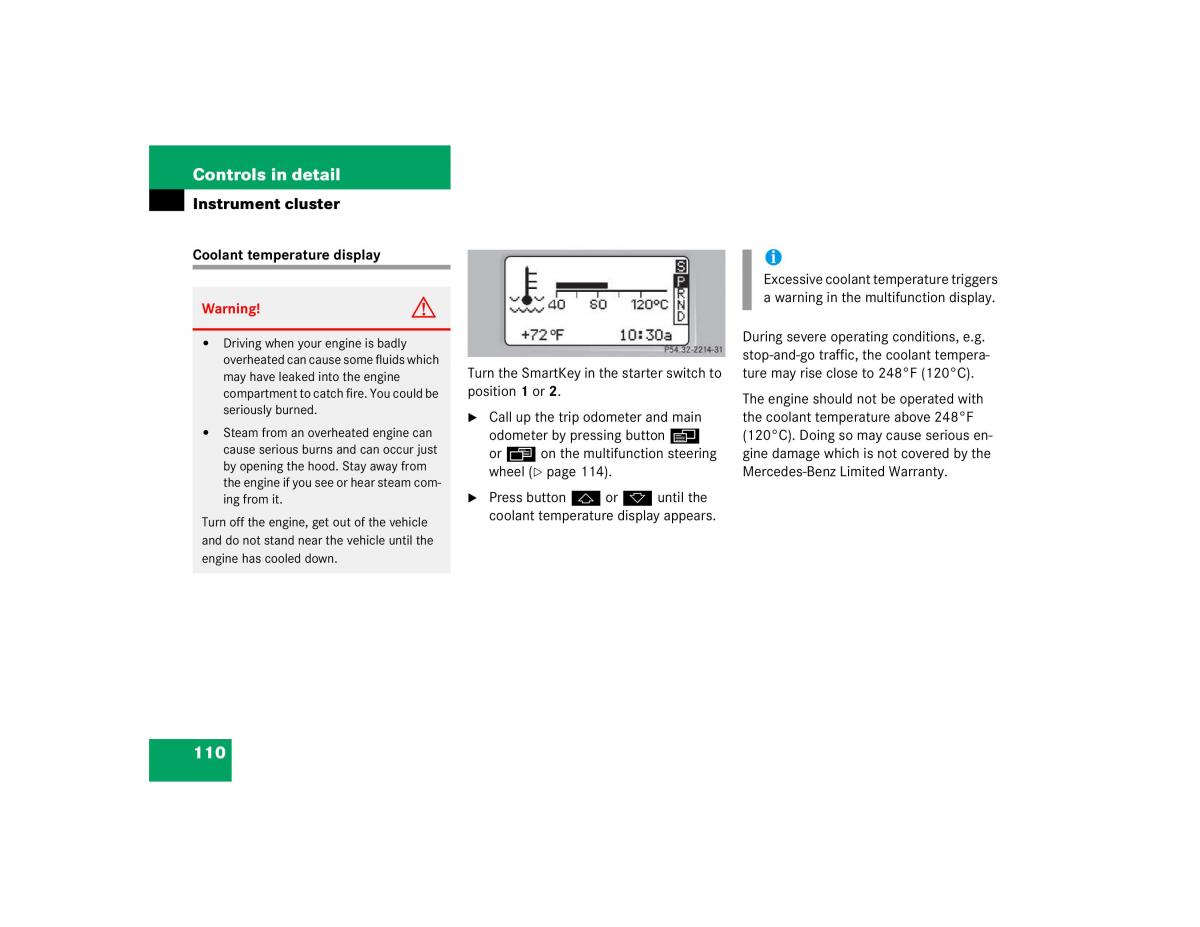 Mercedes Benz C Class W203 owners manual / page 110