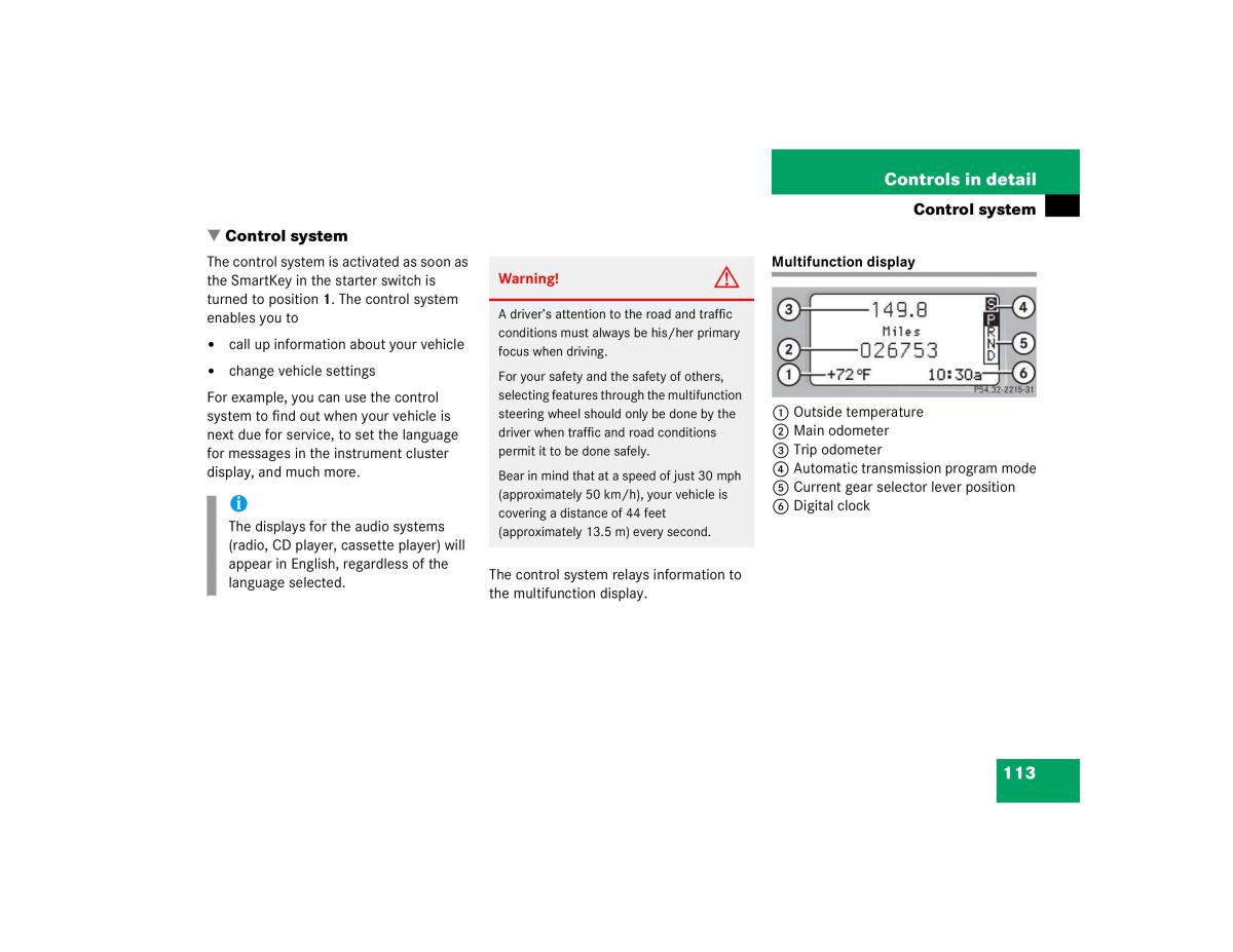 Mercedes Benz C Class W203 owners manual / page 113