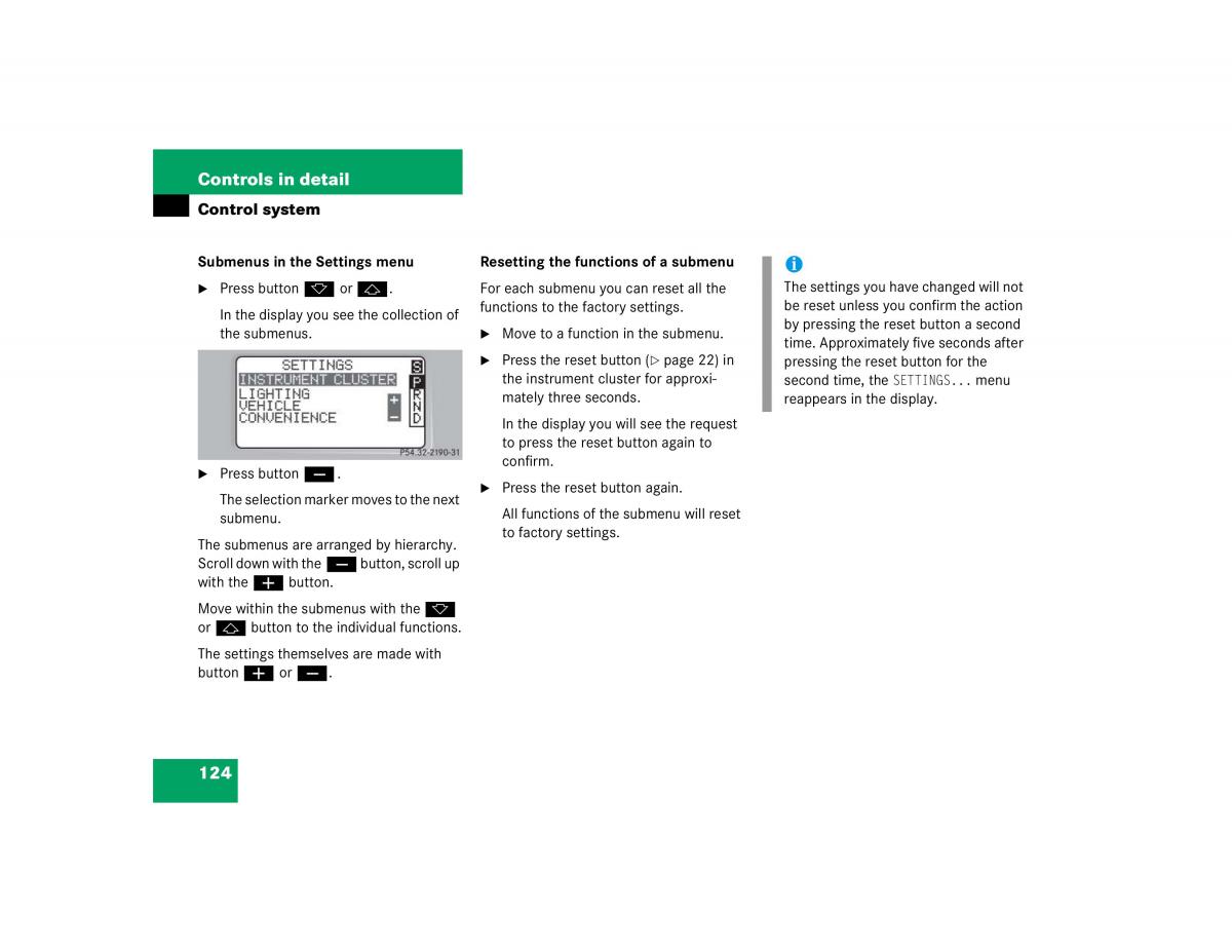 Mercedes Benz C Class W203 owners manual / page 124