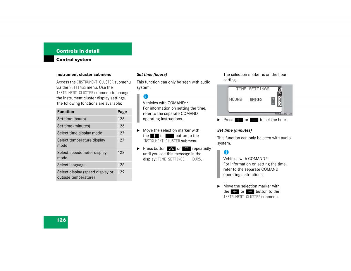 Mercedes Benz C Class W203 owners manual / page 126