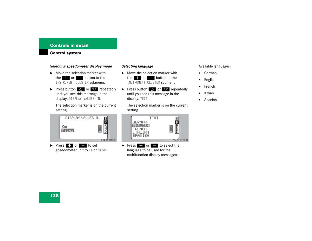 Mercedes Benz C Class W203 owners manual / page 128