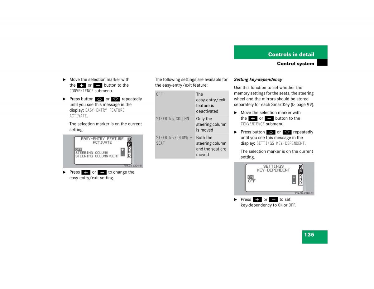 Mercedes Benz C Class W203 owners manual / page 135