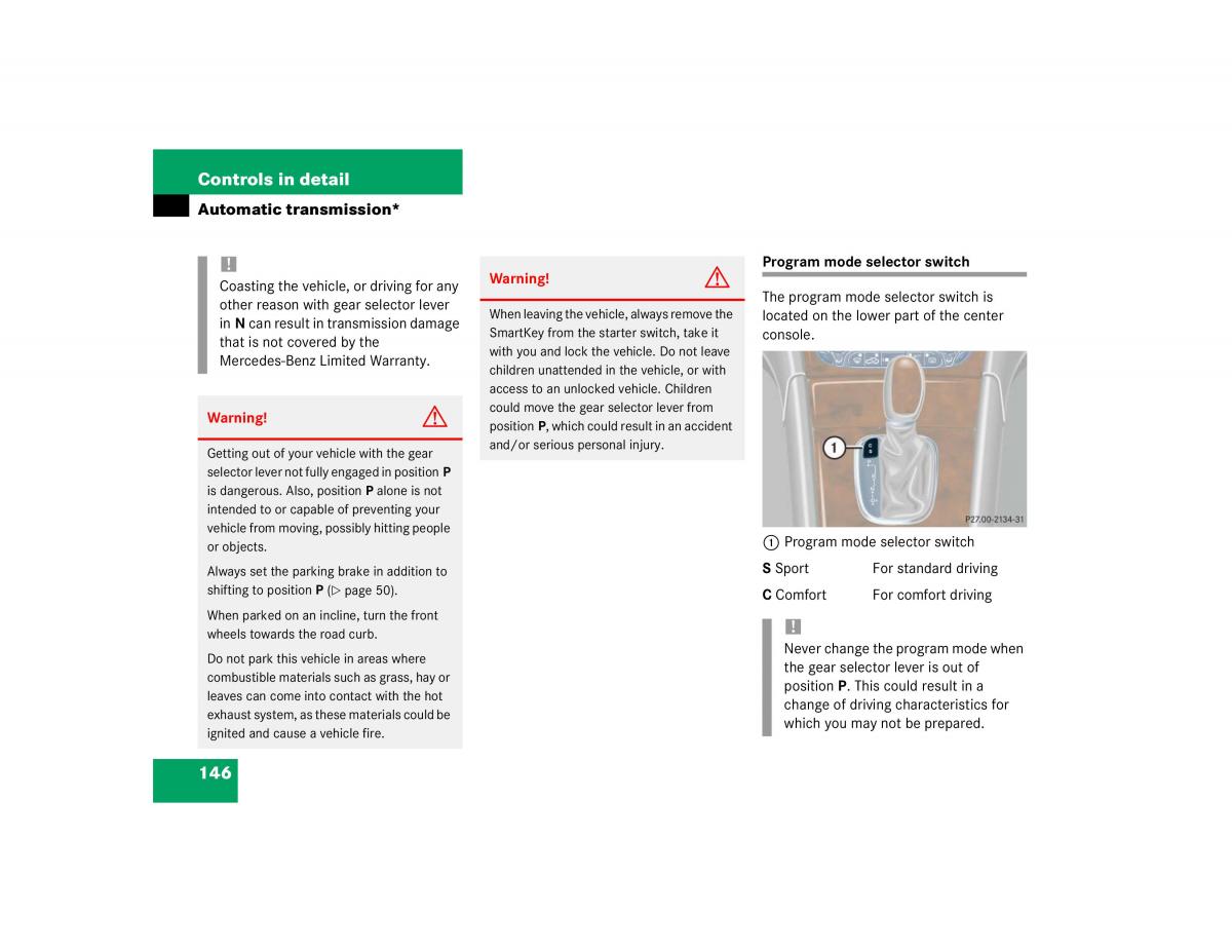 Mercedes Benz C Class W203 owners manual / page 146