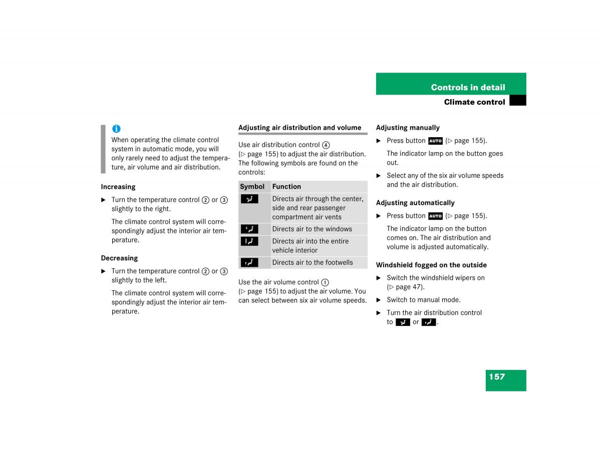 Mercedes Benz C Class W203 owners manual / page 157