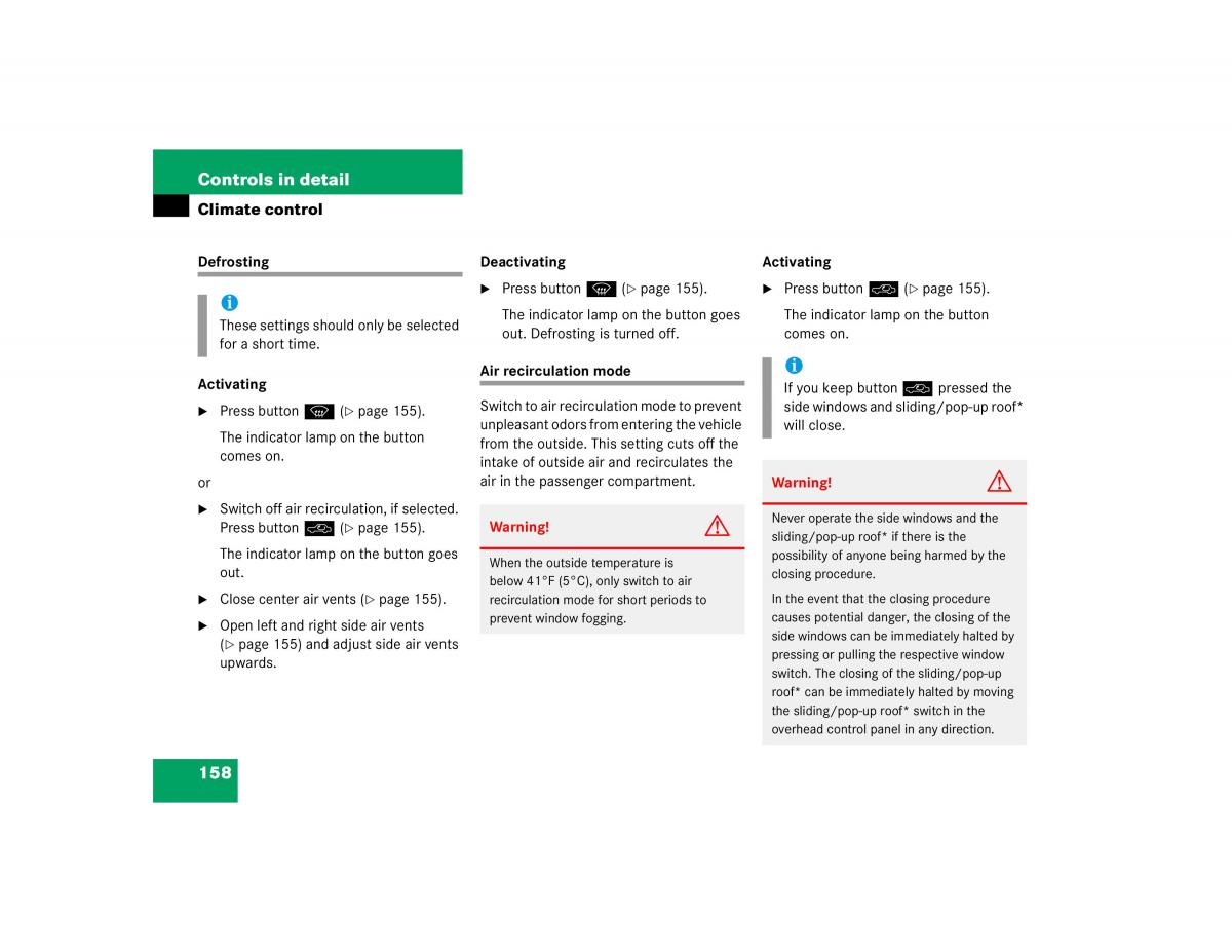 Mercedes Benz C Class W203 owners manual / page 158