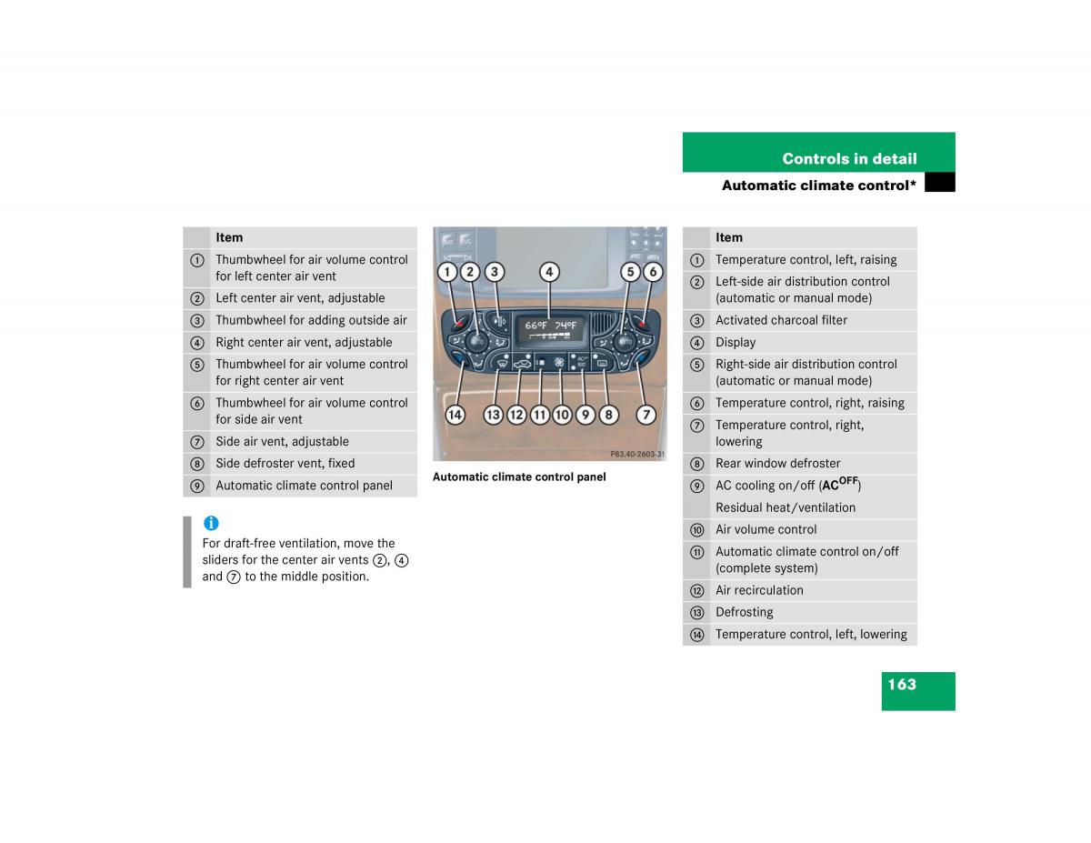 Mercedes Benz C Class W203 owners manual / page 163