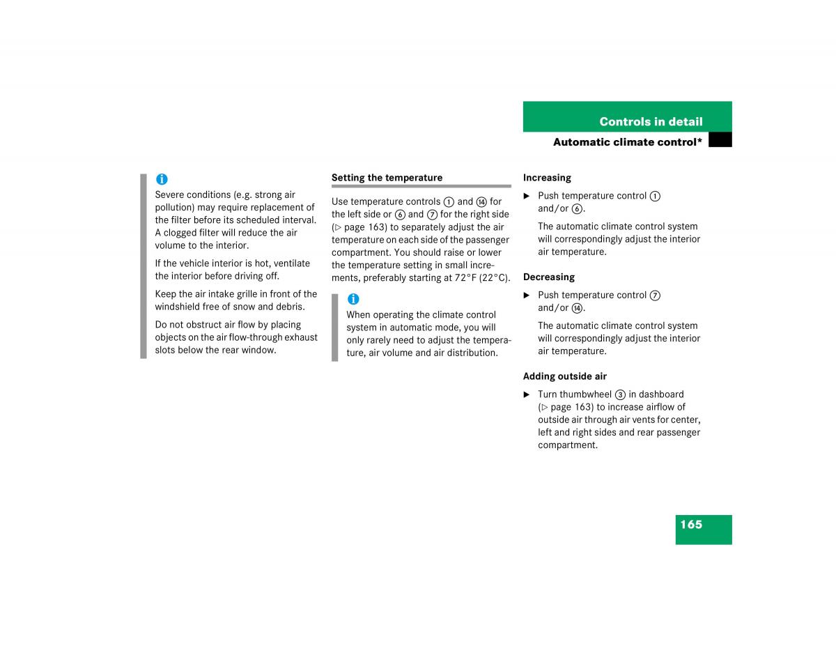 Mercedes Benz C Class W203 owners manual / page 165