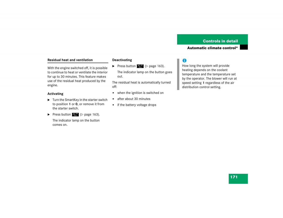 Mercedes Benz C Class W203 owners manual / page 171