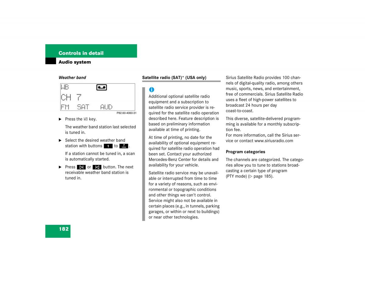 Mercedes Benz C Class W203 owners manual / page 182