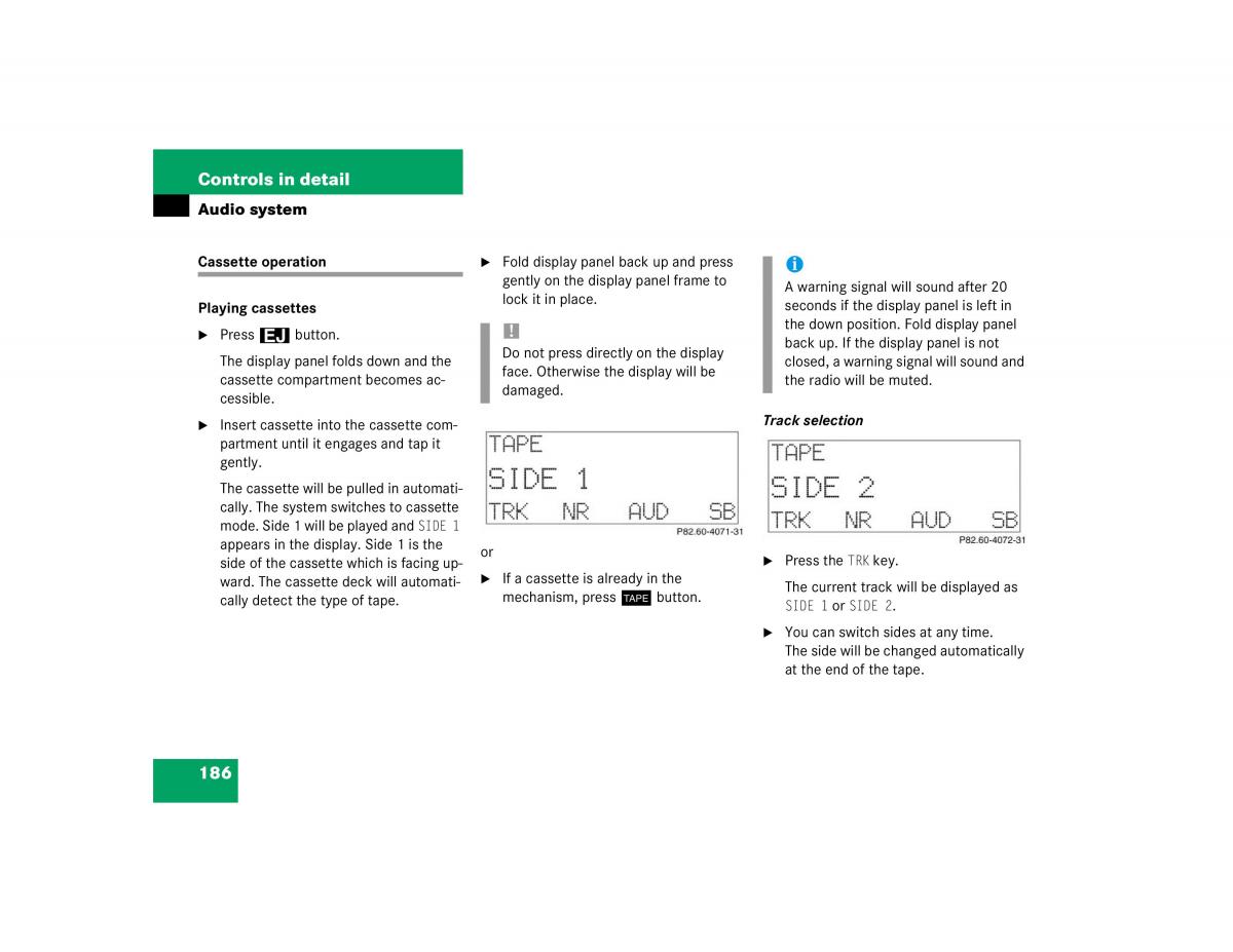 Mercedes Benz C Class W203 owners manual / page 186