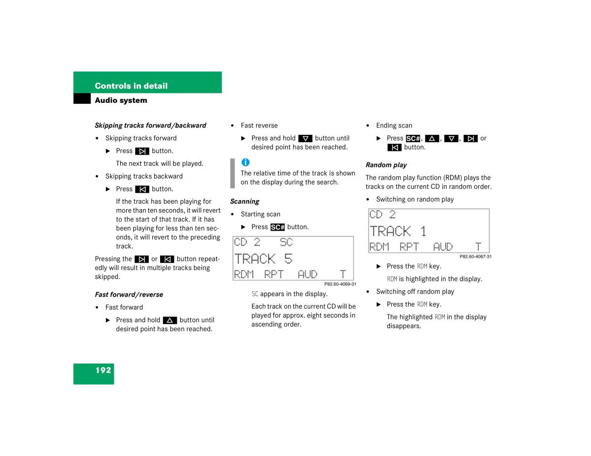 Mercedes Benz C Class W203 owners manual / page 192